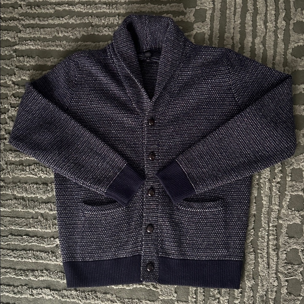 Jcrew shawl collar cardigan in navy blue
